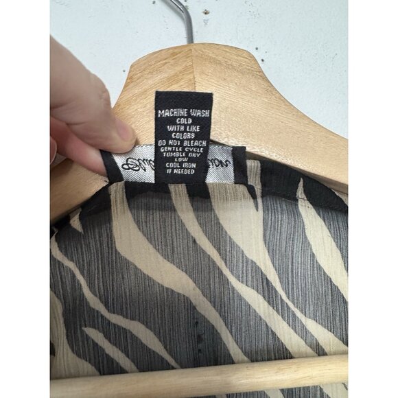 Club Z Zebra Animal Print Cover Up‎ Beach Swim Pool Tunic Tie Open Sheer Kimono - Picture 9 of 9